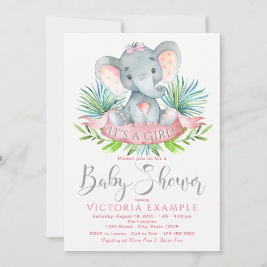 Jongens Elephant Baby Shower Invitations Kaart (Voorkant)