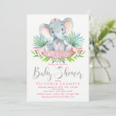 Jongens Elephant Baby Shower Invitations Kaart (Staand voorkant)