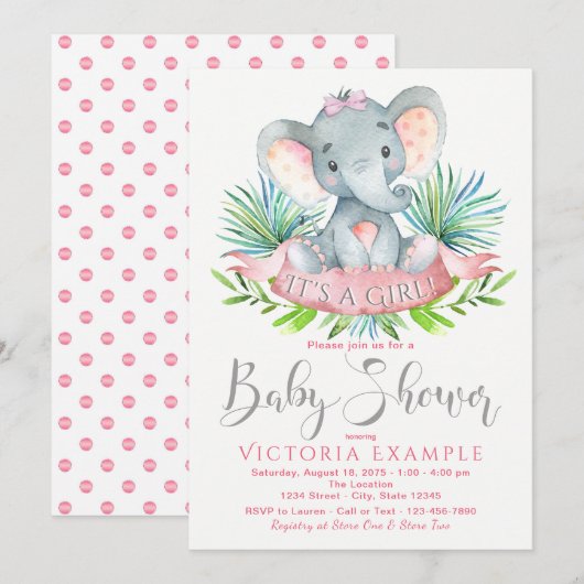 Jongens Elephant Baby Shower Invitations Kaart (Voorkant / Achterkant)