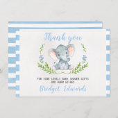 Jongens Elephant Hartelijk dank voor uw Baby showe Bedankkaart (Voorkant / Achterkant)