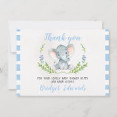 Jongens Elephant Hartelijk dank voor uw Baby showe Bedankkaart (Voorkant)