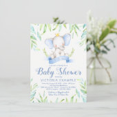 Jongens Elephant Prince Baby Shower Uitnodigingen (Staand voorkant)