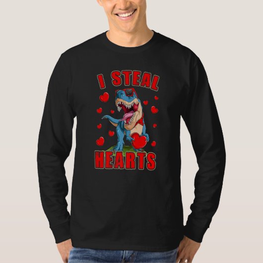 Jongens en Mannen Funny I Steal Hearts Dinosaur T- T-shirt (Voorkant)