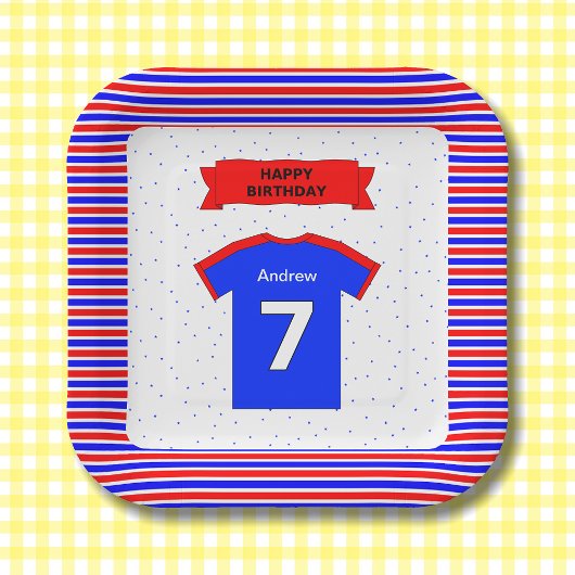 Jongens en meisjes voegen naam toe 7e verjaardagsf papieren bordje