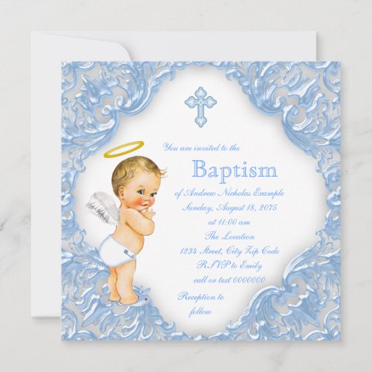 Jongens Engel Doop Doop Kaart (Achterkant)