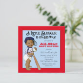 Jongens Etnisch Baseball Baby shower Kaart (Staand voorkant)