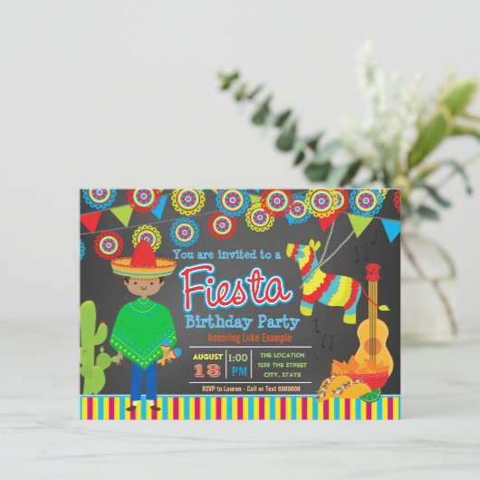 Jongens Fiesta Verjaardagsfeest Kaart (Staand voorkant)