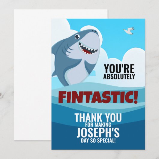 Jongen's Fintastic Dank je Flat Kaart (Voorkant / Achterkant)