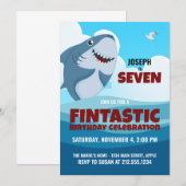 Jongen's Fintastic Shark Party Kaart (Voorkant / Achterkant)