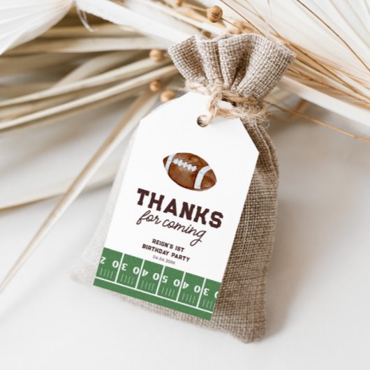 Jongens Football 1e Verjaardag Touchdown Favor Cadeaulabel