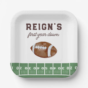 Jongens Football Eerste Jaar Down 1st Verjaardagsf Papieren Bordje