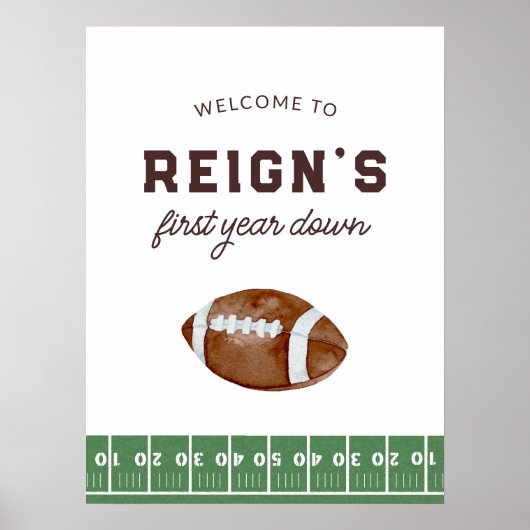 Jongens Football Eerste Jaar Down 1st Verjaardagsf Poster (Voorkant)