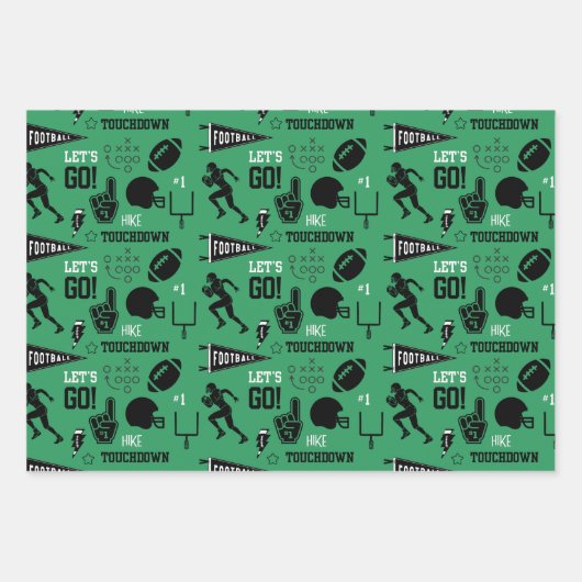 Jongens Football Groene Sport Verjaardag Inpakpapier Vel (Voorkant 2)