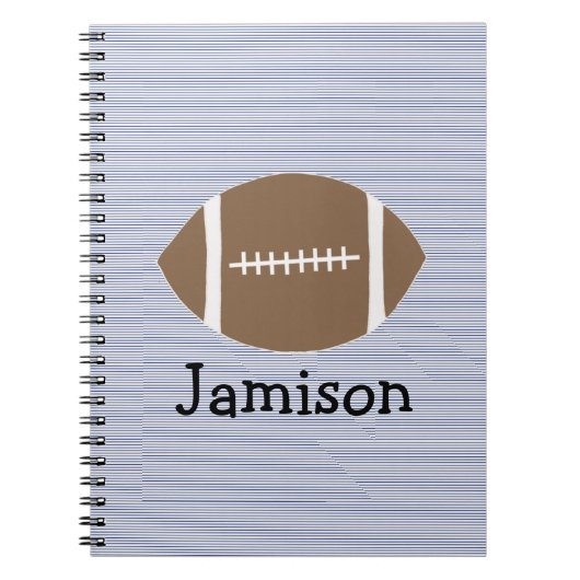 Jongens Football Navy Stripe-speelkaarten Notitieboek (Voorkant)