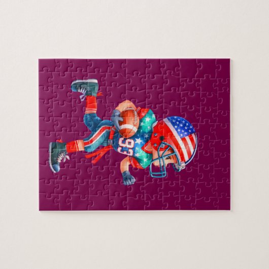 Jongens Football speler puzzel Legpuzzel (Horizontaal)