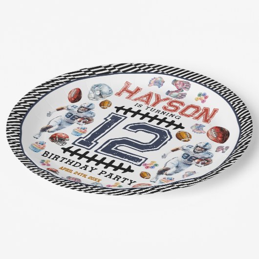 Jongens Football Sport Verjaardagsfeest Papieren Bordje (Gekanteld)