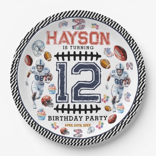 Jongens Football Sport Verjaardagsfeest Papieren Bordje (Voorkant)