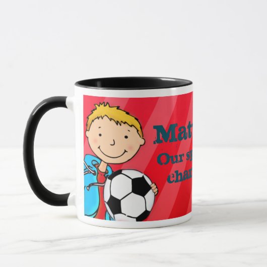 Jongens football voetbalkampioen mok rood (Links)