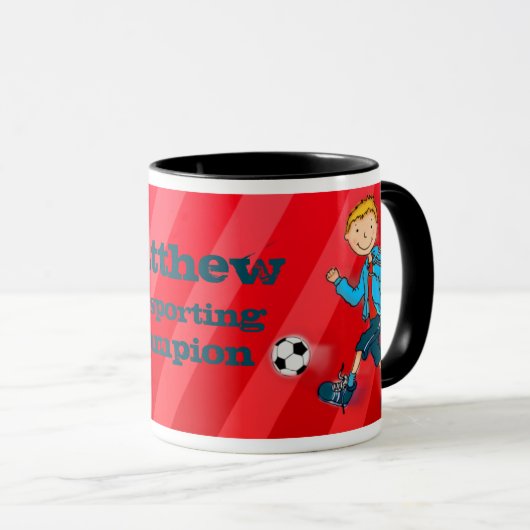 Jongens football voetbalkampioen mok rood (Voorkant rechts)