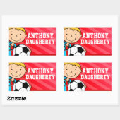 Jongens football voetbalnaam rood id label sticker (Vel)