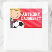 Jongens football voetbalnaam rood id label sticker (Tas)