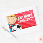 Jongens football voetbalnaam rood id label sticker (Envelop)