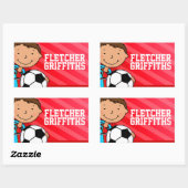 Jongens football voetbalnaam rood id label sticker (Vel)