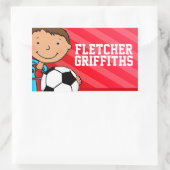 Jongens football voetbalnaam rood id label sticker (Tas)