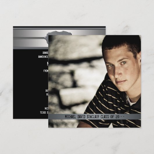 Jongens Foto Afstuderen aankondiging (Voorkant / Achterkant)