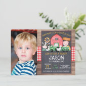 Jongens Foto Boerderij Green Tractor Chalkboard Bi Kaart (Staand voorkant)