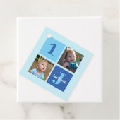 Jongens Foto Collage Aangepast Blauw Kinderen Verj Bedankjes Labels (In situ)