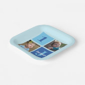 Jongens Foto Collage Aangepast Blauw Kinderen Verj Papieren Bordje (Gebogen)