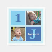 Jongens Foto Collage Aangepast Blauw Kinderen Verj Servet (Voorkant)