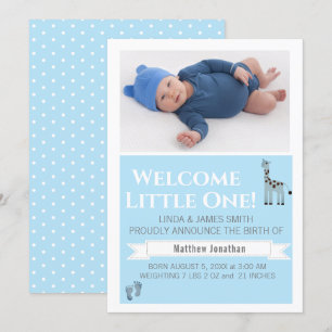 Jongens Foto geboorteaankondiging Kaart