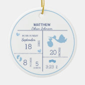 Jongens Foto Gepersonaliseerde Geboorteaankondigin Keramisch Ornament (Voorkant)