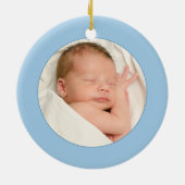 Jongens Foto Gepersonaliseerde Geboorteaankondigin Keramisch Ornament (Achterkant)