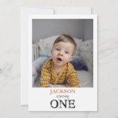 Jongens Foto Groen Safari 1e Verjaardag Kaart (Achterkant)