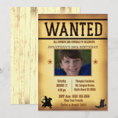 Jongens Foto Rustic Brown Wanted Birthday Kaart (Voorkant / Achterkant)