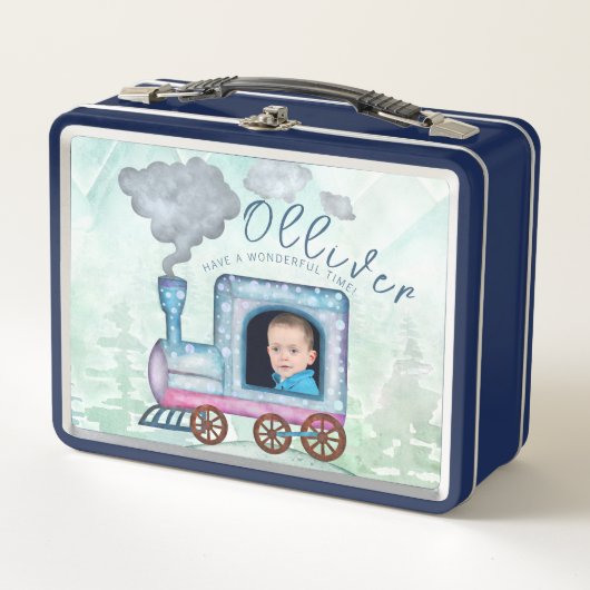 Jongens Foto Waterverf Trein Verjaardag (Voorkant)