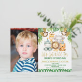 Jongens Foto Wild One Safari 1e verjaardag Uitnodi Kaart (Staand voorkant)