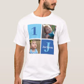 Jongens Fotocollage Custom Blue 1st Verjaardagsfee T-shirt (Voorkant)