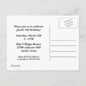 Jongens Foto's Birthday Party Blue Color Block Uitnodiging Briefkaart (Achterkant)