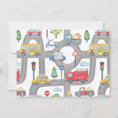 Jongens Fotovervoer Verjaardagsfeestuitnodiging Kaart (Achterkant)