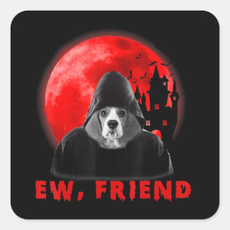 Jongens, Friend Beagle Dog Halloween Dog Vampire G Vierkante Sticker
