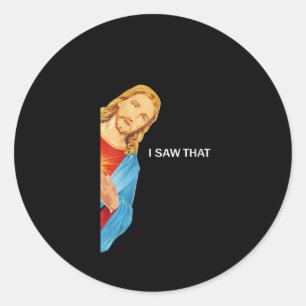 Jongens Funny citeert Jezus Meme Ik zag dat Christ Ronde Sticker