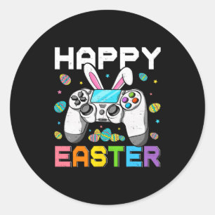 Jongens gamer gelukkige pasen dag videogames konij ronde sticker