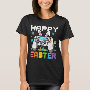 Jongens gamer gelukkige pasen dag videogames konij t-shirt