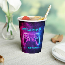 Jongens Gaming Controller Verjaardagsfeest Papieren Bekers