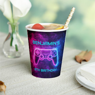 Jongens Gaming Controller Verjaardagsfeest Papieren Bekers