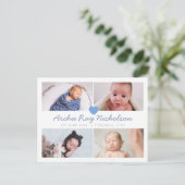 Jongens geboorte aankondiging kaart met foto schat (Staand voorkant)